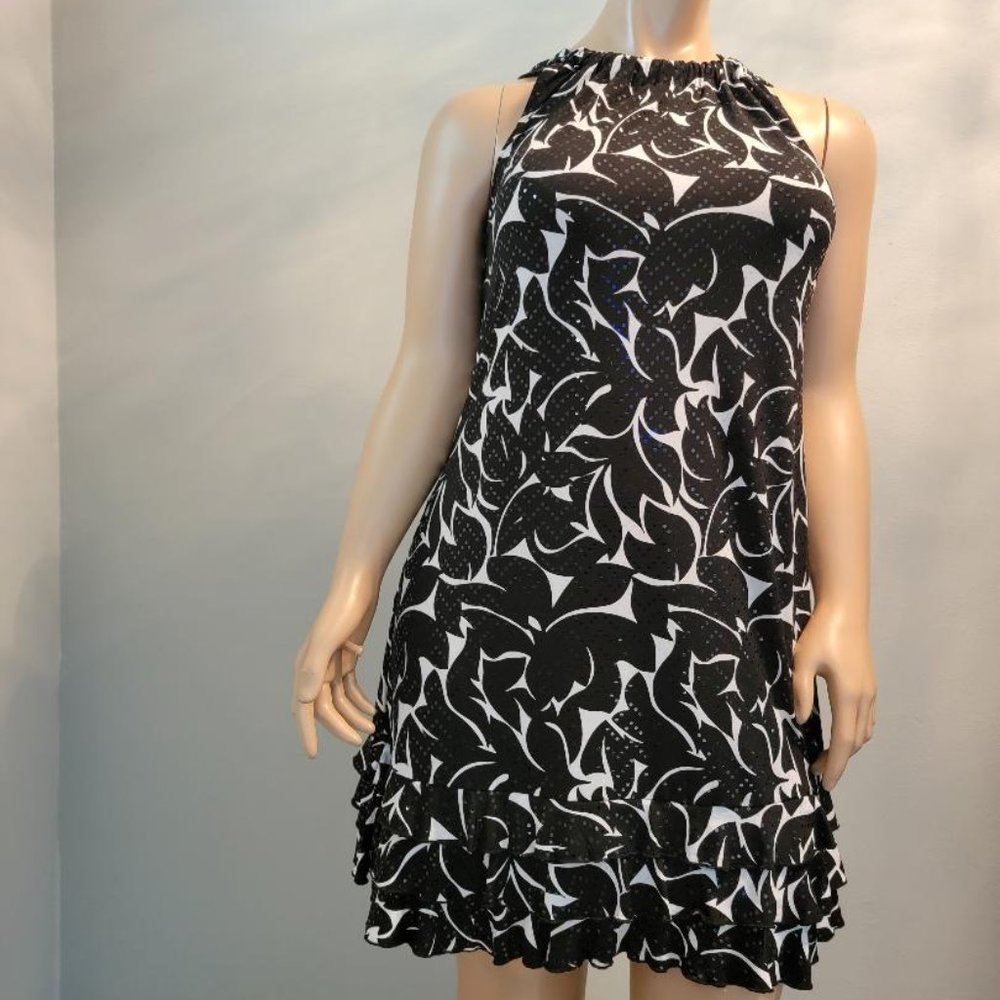 MSK Sleeveless Black & White Sequin Party Dress